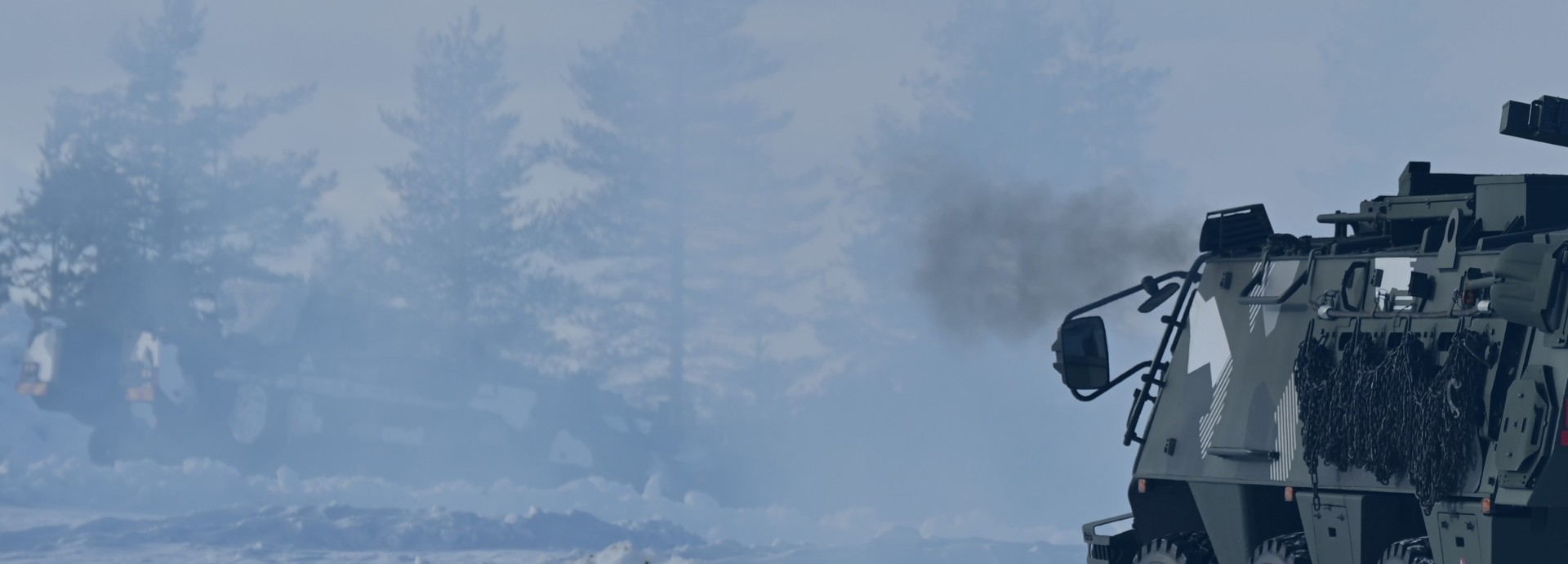 Patria's vehicle in a snowy landscape.
