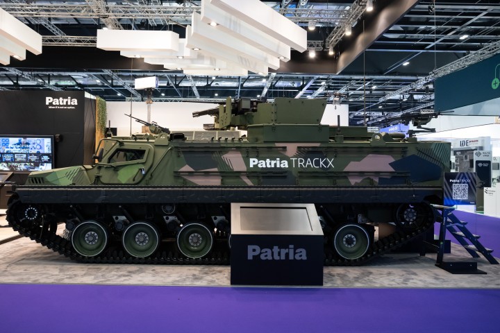Patria TRACKX at DSEI UK exhibition.