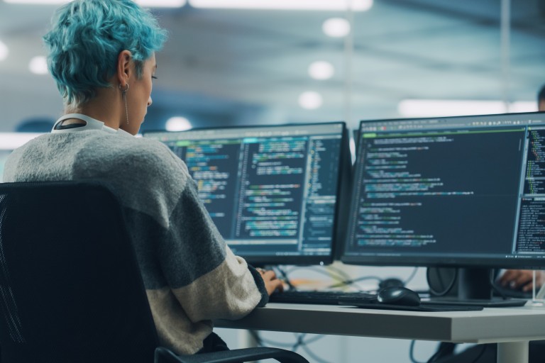 Person looking at data