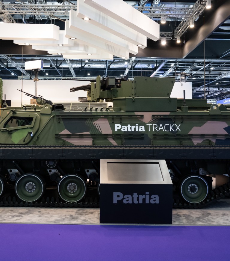 Patria TRACKX at DSEI UK exhibition.