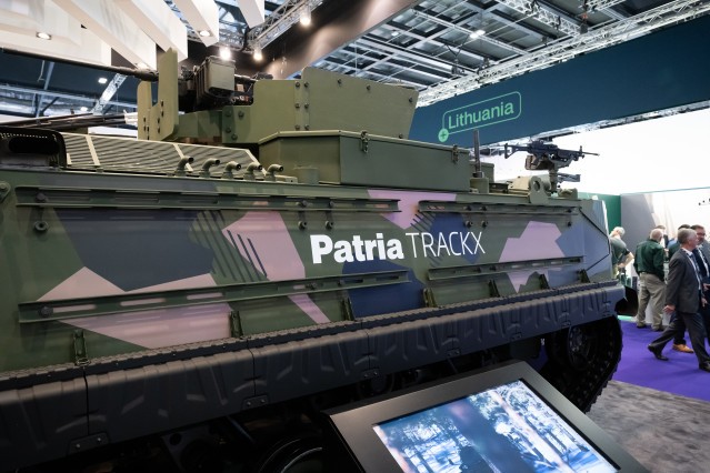 Patria TRACKX at DSEI UK exhibition.