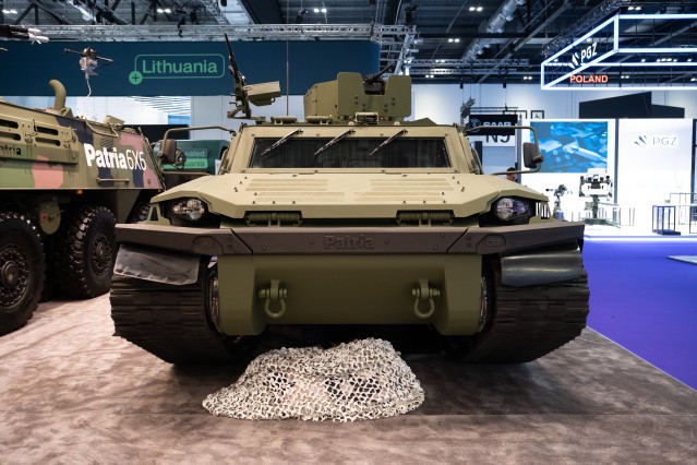 Patria TRACKX at DSEI UK exhibition.